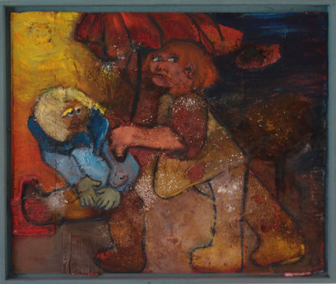 Auf Regen folgt stets Sonnenschein, 2010, Acryl,Öl, Gipsbinden auf Malpappe, 64 cm x 54 cm mit Rahmen
