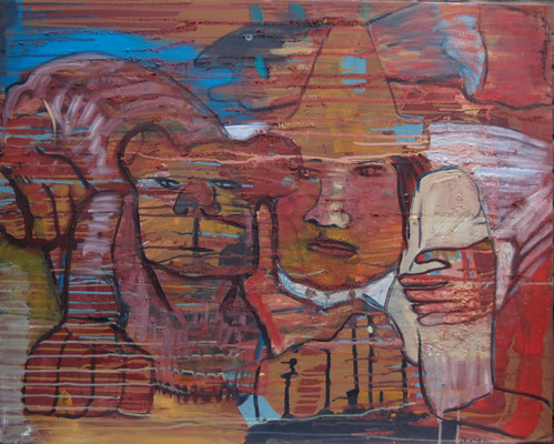 Janoschs Mutige, 2008, Acryl,Pigment auf Leinwand, 100 cm x 80 cm