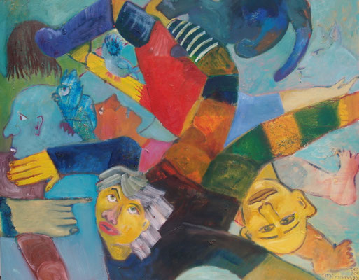 Schwimmflug, 2015/2017/2022, Acryl und Öl auf Leinwand, 100 cm x 80 cm