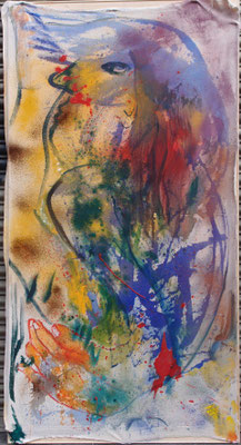Grasmelodie, 2018, Wachs und Acryl auf Baumwolle, 105 cm x 200 cm