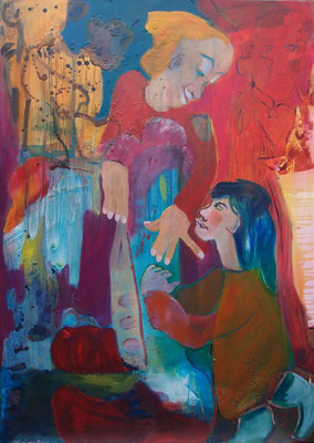 Leben ist heute, 2009, Acryl und Wachs auf Leinwand, 100 cm x 140 cm