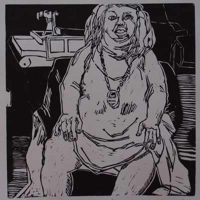 Madame, 2013, Linolschnitt, 50 cm x 50 cm Blattmaß