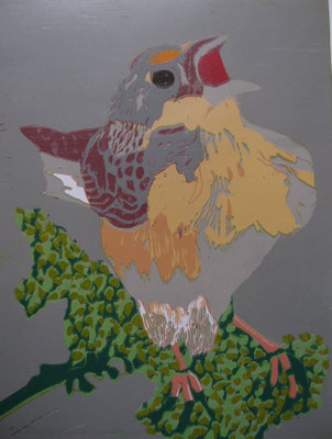 Heuschreckenammer, 2025, Linolschnitt auf Papier, 25 cmx 32 cm