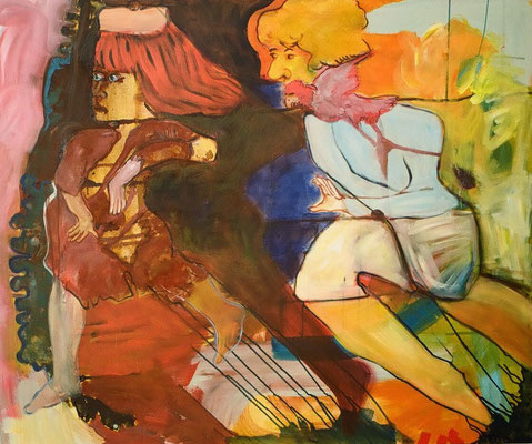 Mädchen und Frau, 2010, Acryl und Pigment auf Leinwand, 120 cm x 100 cm