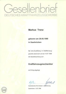 Gesellenbrief Kfz-Mechaniker