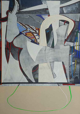 0-DREI-24 / mixed media, paper, canvas / 100 x 70 cm