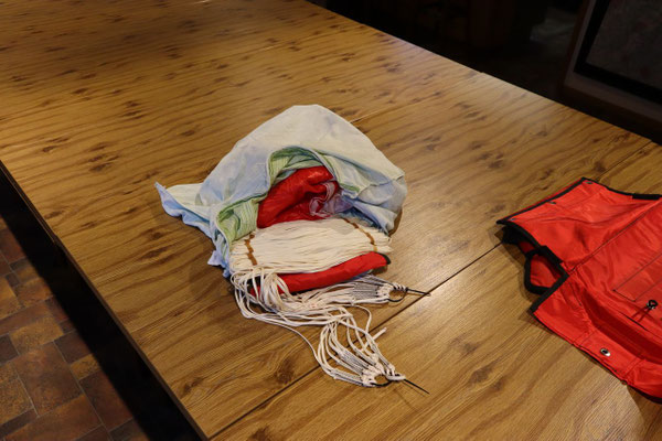 Kappe und Leinen werden wieder eingepackt.