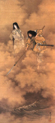 Kobayashi Eitaku: Izanami und Izanagi, Gemälde um 1885