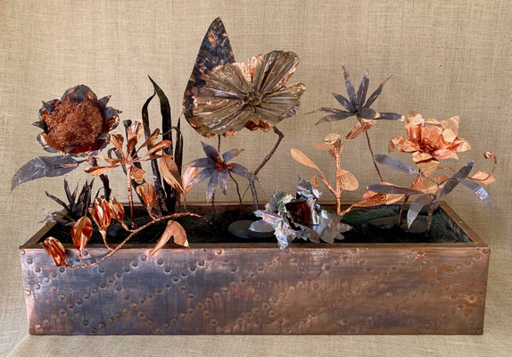 "Secret Garden" copper flowers commission by Eve Ashcraft