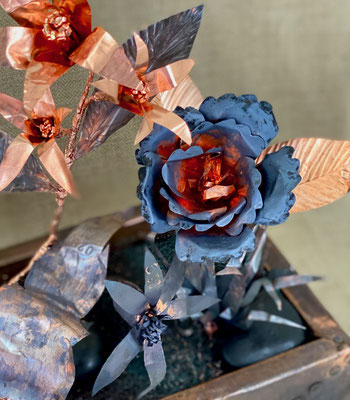 "Secret Garden" copper flowers commission by Eve Ashcraft