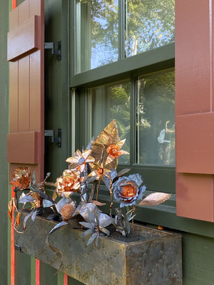 "Secret Garden" copper flowers commission by Eve Ashcraft