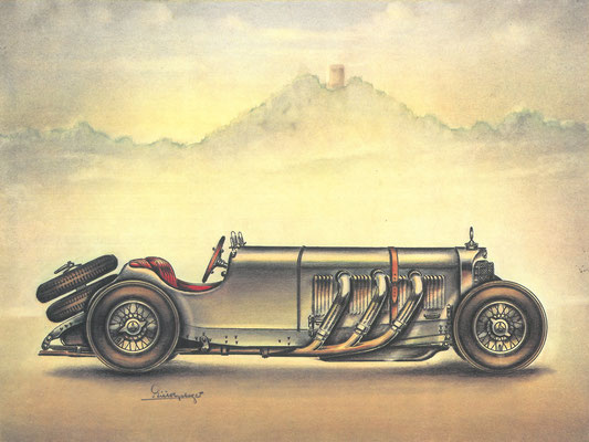 Mercedes Benz 1933. Getekend door Piet Olyslager.