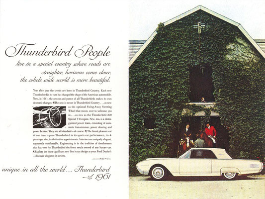 Advertentie voor de Ford Thunderbird uit 1961.