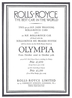 Advertentie van Rolls-Royce uit 1925.