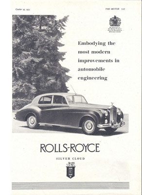 Advertentie voor de Rolls-Royce Silver Cloud uit 1955.