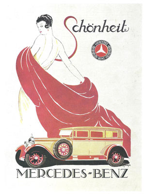 Affiche voor de Mercedes-Benz Nürburg uit 1929.