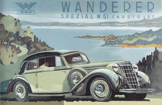 Affiche van Victor Mundorff uit 1936 voor de Wanderer  W 51.