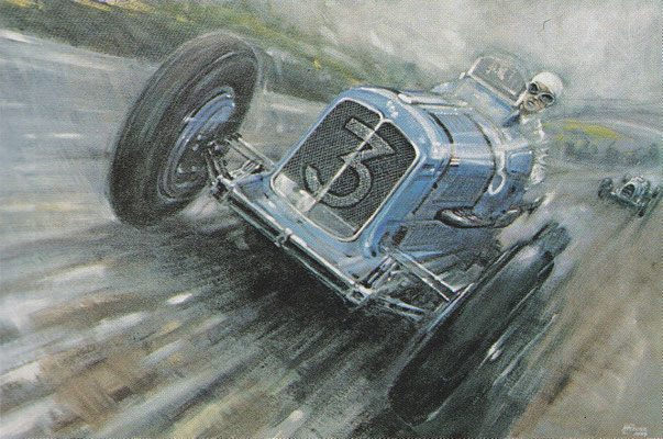 Een ERA (Englisch Racing Automobiles) tijdens een voiturette race in de dertiger jaren.