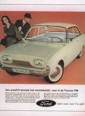 Reclame van Ford voor de Taunus 17M.