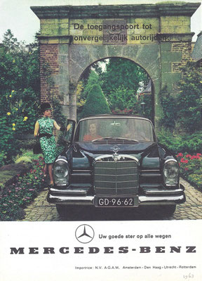 Nederlandse advertentie voor Mercedes-Benz uit 1963.