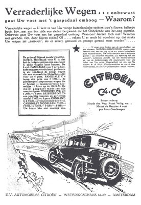 Nederlandse advertentie voor Citroën uit 1930.