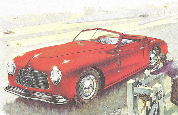 Impressie Simca 8 Sport uit 1949, ontworpen door Farina en gebouwd door Facel.