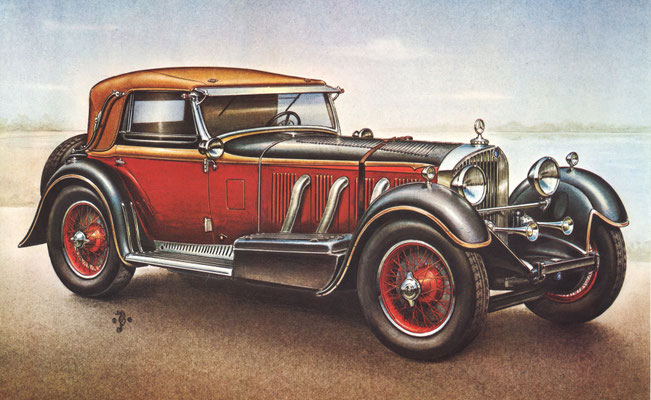 Mercedes SSK, 1929. Getekend door Piet Olyslager.