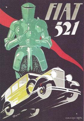 Affiche van Moyano voor de Fiat 521.