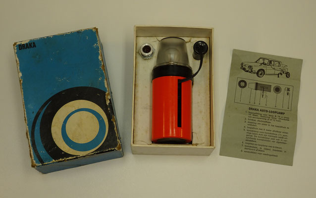 Auto-looplamp van Draka met originele doos en handleiding.