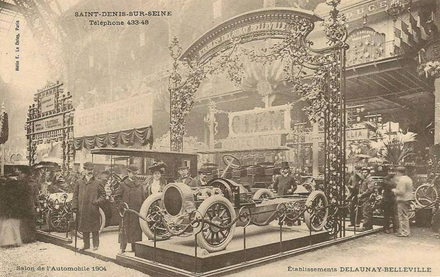 Delaunay Belleville op een automobieltentoonstelling in 1904.