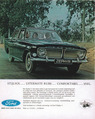 Reclame van Ford voor de Zephyr.