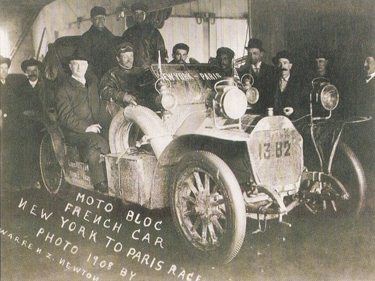 De Motobloc die de rit New York-Parijs maakte in 1908.