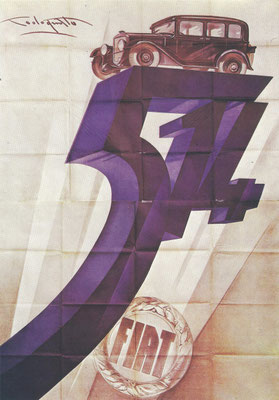 Affiche uit 1929 van P.Codognato voor de Fiat 514.