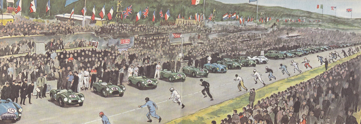 De start op Le Mans in 1954.