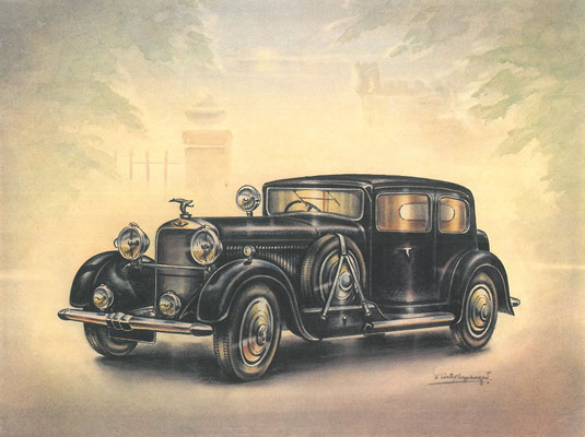 Hispano Suiza uit 1931. Getekend door Piet Olyslager.