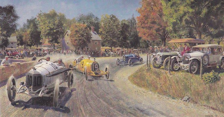 Elgin National Trophy Race. Kunstwerk van Peter Helck.