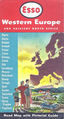 Road Map Esso, Road Map with Pictorial Guide Western Europe and adjacent North Africa, 1956.