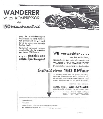 Nederlandse advertentie voor Wanderer uit 1936.