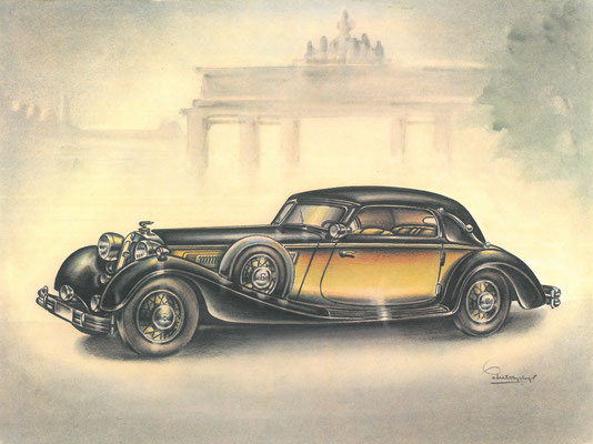 Horch 1937. Getekend door Piet Olyslager.