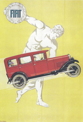 Affiche uit 1928 van Jack Le Breton voor Fiat.