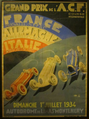 Affiche voor de Franse Grand Prix van 1934 op Montllhéry, ontworpen door Geo Ham