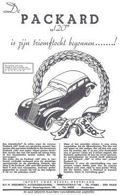 Nederlandse advertentie voor de Packard "120" uit 1935.