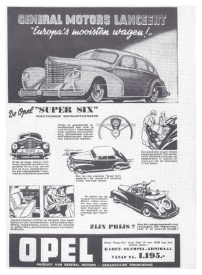 Nederlandse advertentie Opel uit 1939.