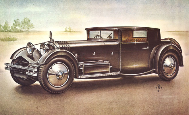 Voisin Surbaissé Coupé uit 1930, getekend door Piet Olyslager.