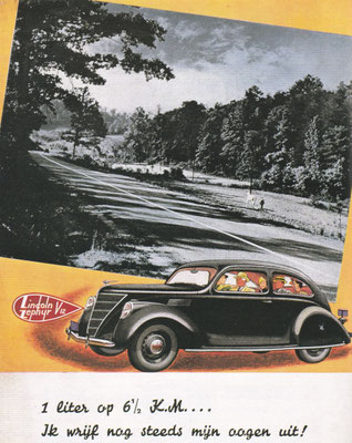 Reclame van Ford voor de Lincoln-Zephyr V12.