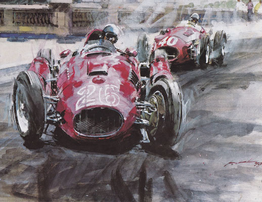 Grand Prix van Monaco in 1955. Geschilderd door Walter Gotschke.