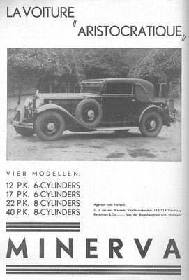 Nederlandse advertentie voor Minerva uit 1932.