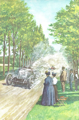 Fernand Gabriel in de wedstrijd Parijs-Madrid in 1903.