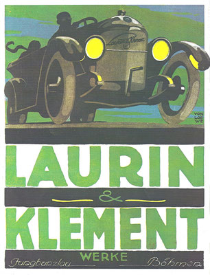 Advertentie van Laurin & Klement uit 1925, het jaar waarin de fabriek door Skoda werd overgenomen.