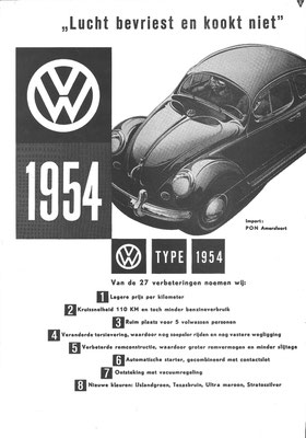 Nederlandse advertentie voor Volkswagen uit 1954.